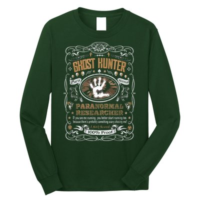 Vintage Whiskey Label Ghost Hunter Long Sleeve Shirt