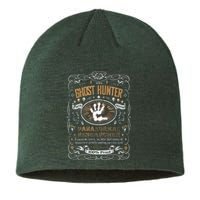 Vintage Whiskey Label Ghost Hunter Sustainable Beanie