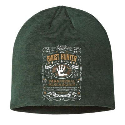 Vintage Whiskey Label Ghost Hunter Sustainable Beanie