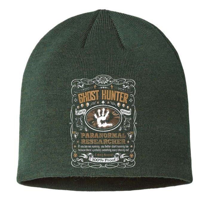 Vintage Whiskey Label Ghost Hunter Sustainable Beanie