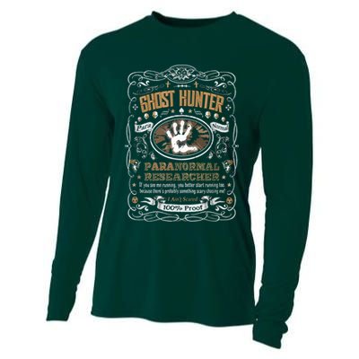 Vintage Whiskey Label Ghost Hunter Cooling Performance Long Sleeve Crew