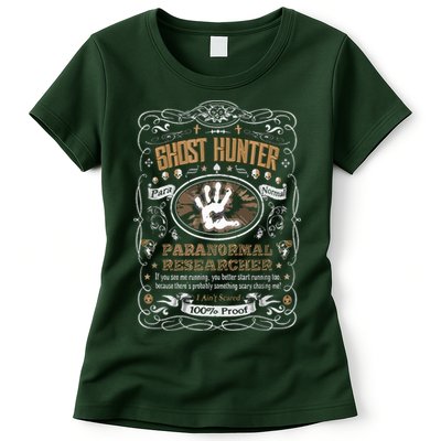 Vintage Whiskey Label Ghost Hunter Womens T-Shirt