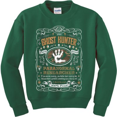 Vintage Whiskey Label Ghost Hunter Kids Sweatshirt