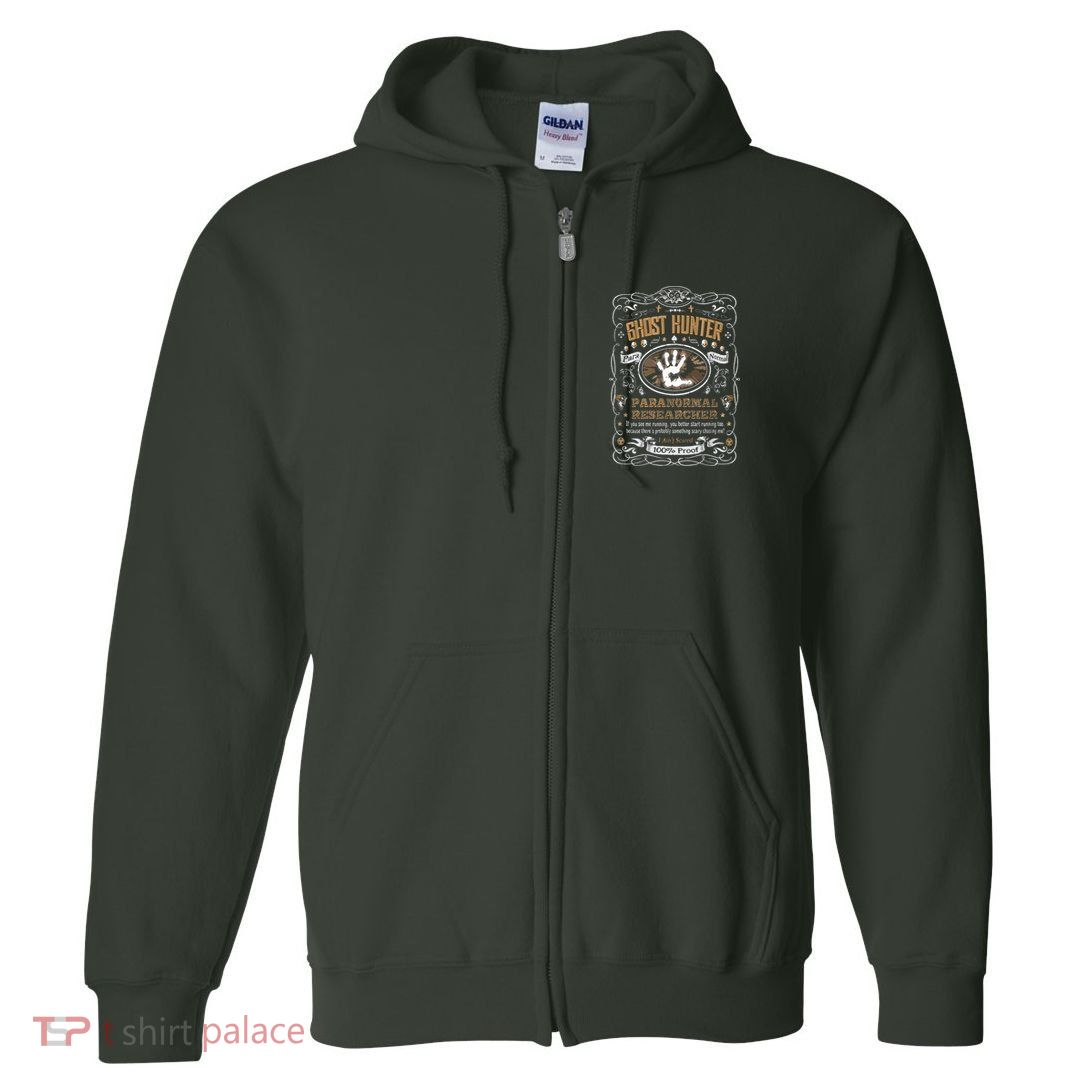 Vintage Whiskey Label Ghost Hunter Full Zip Hoodie