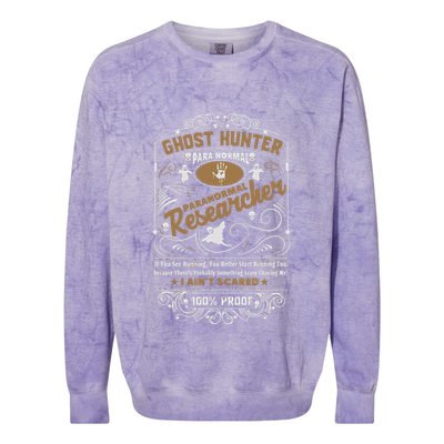 Vintage Whiskey Label Ghost Hunter Colorblast Crewneck Sweatshirt
