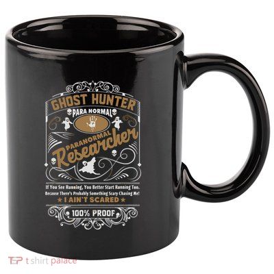 Vintage Whiskey Label Ghost Hunter 11oz C Handle Ceramic Mug