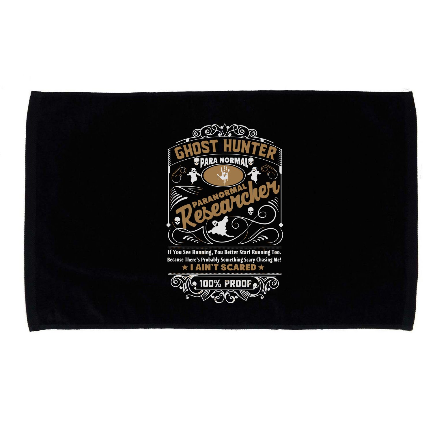 Vintage Whiskey Label Ghost Hunter Microfiber Hand Towel