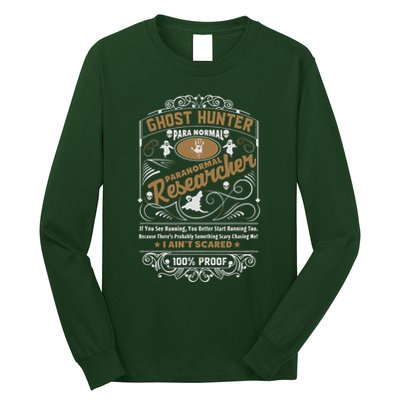 Vintage Whiskey Label Ghost Hunter Long Sleeve Shirt