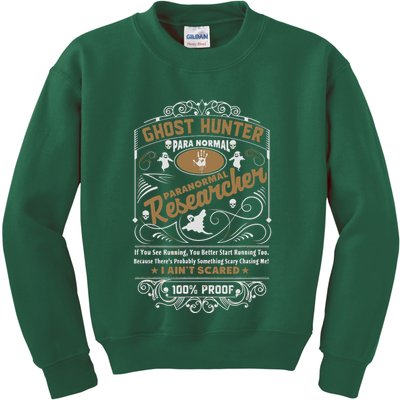 Vintage Whiskey Label Ghost Hunter Kids Sweatshirt