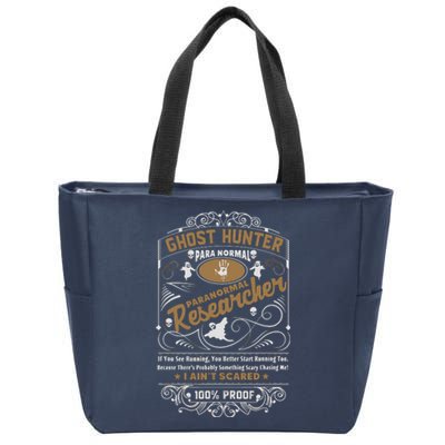 Vintage Whiskey Label Ghost Hunter Zip Tote Bag