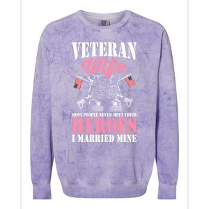 Veteran Wife Married Mine Proud Military Veteran Husband Gift Colorblast Crewneck Sweatshirt