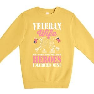 Veteran Wife Married Mine Proud Military Veteran Husband Gift Premium Crewneck Sweatshirt