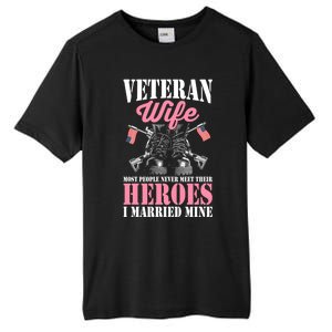 Veteran Wife Married Mine Proud Military Veteran Husband Gift Tall Fusion ChromaSoft Performance T-Shirt