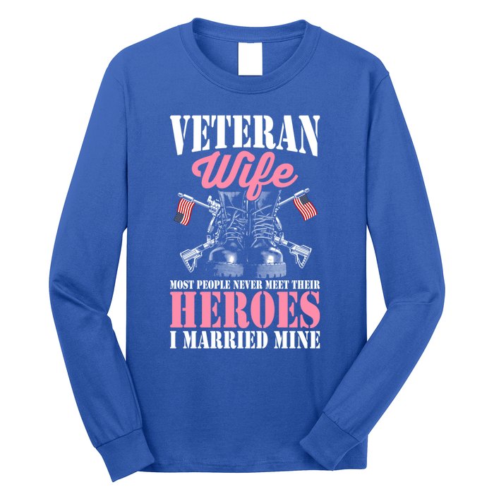 Veteran Wife Married Mine Proud Military Veteran Husband Gift Long Sleeve Shirt