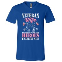 Veteran Wife Married Mine Proud Military Veteran Husband Gift V-Neck T-Shirt