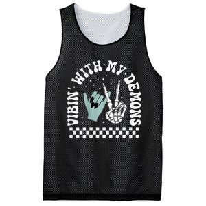 Vibin With My Demons Skeleton Halloween Mesh Reversible Basketball Jersey Tank