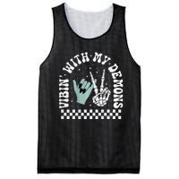 Vibin With My Demons Skeleton Halloween Mesh Reversible Basketball Jersey Tank