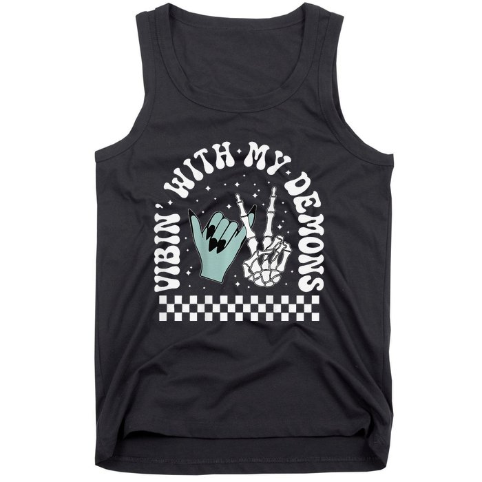 Vibin With My Demons Skeleton Halloween Tank Top