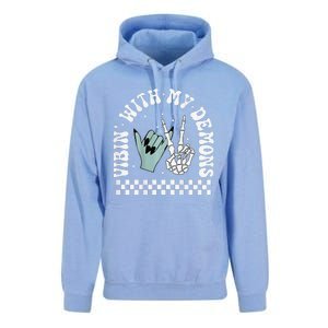 Vibin With My Demons Skeleton Halloween Unisex Surf Hoodie