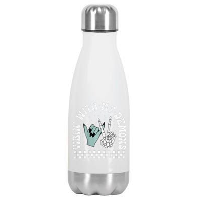 Vibin With My Demons Skeleton Halloween Stainless Steel Insulated Water Bottle