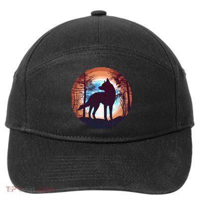Vintage Wolf Moon Forest 7-Panel Snapback Hat