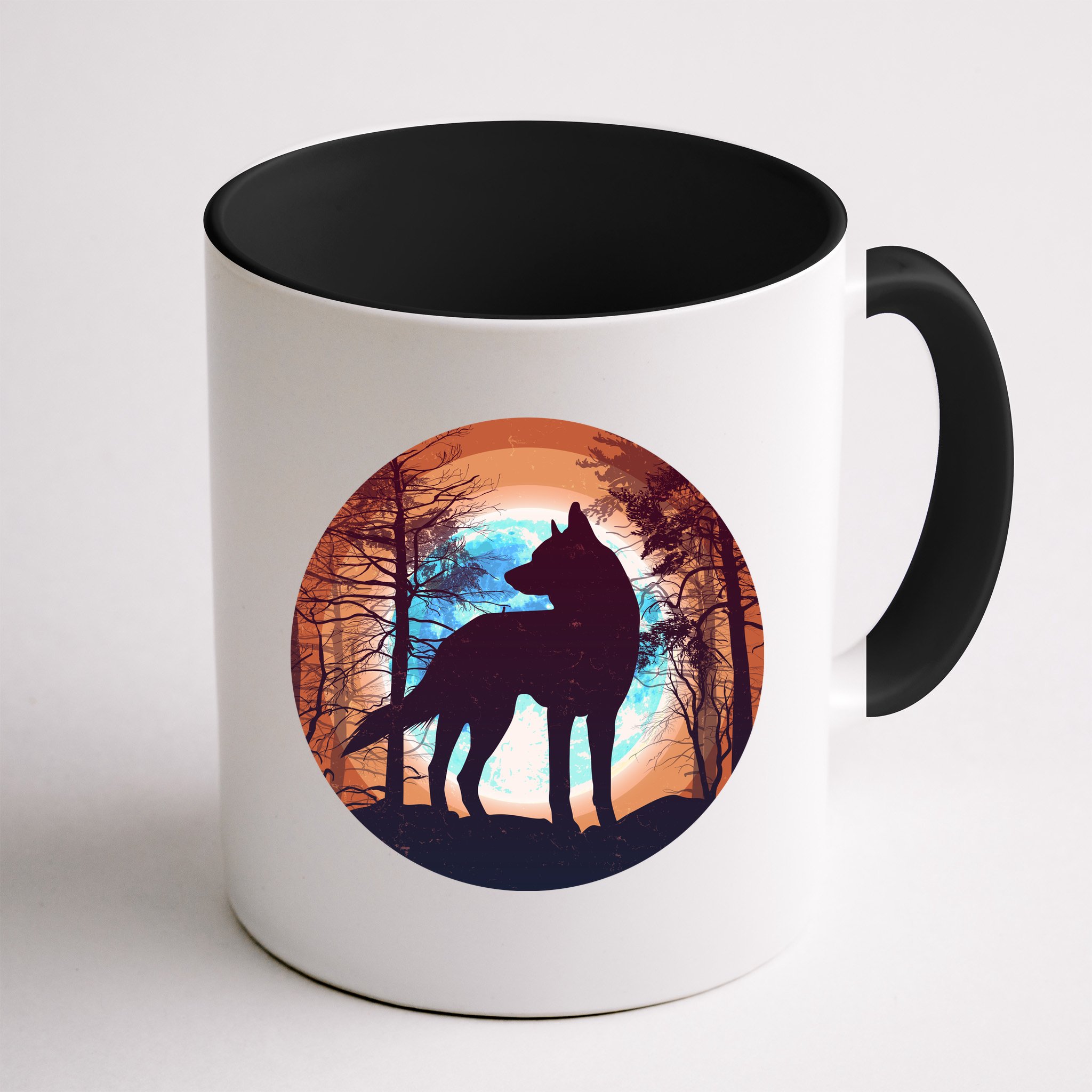 Vintage Wolf Moon Forest Mug