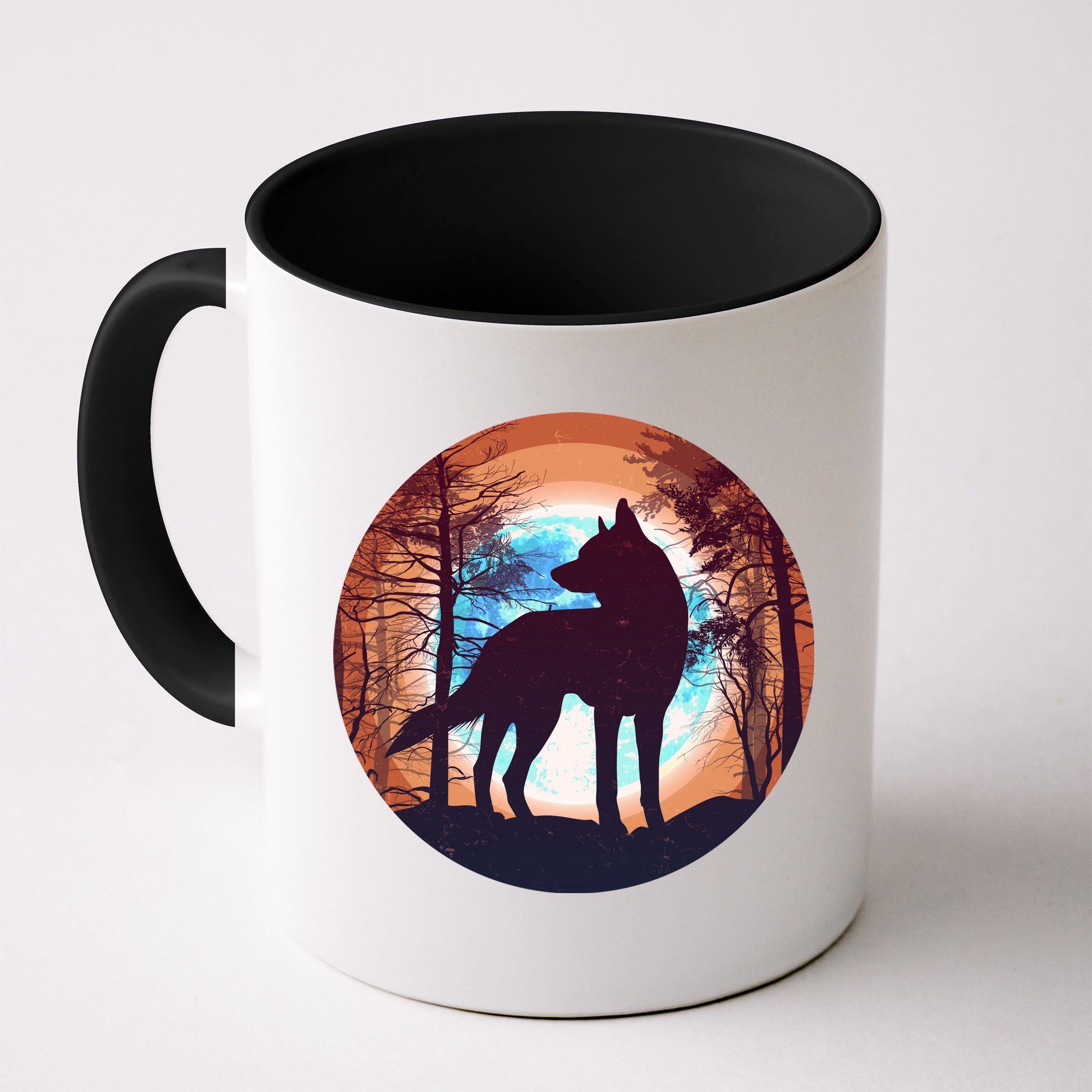 Vintage Wolf Moon Forest Mug