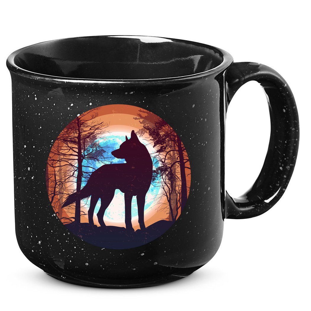 Vintage Wolf Moon Forest 15oz Campfire Ceramic Mug
