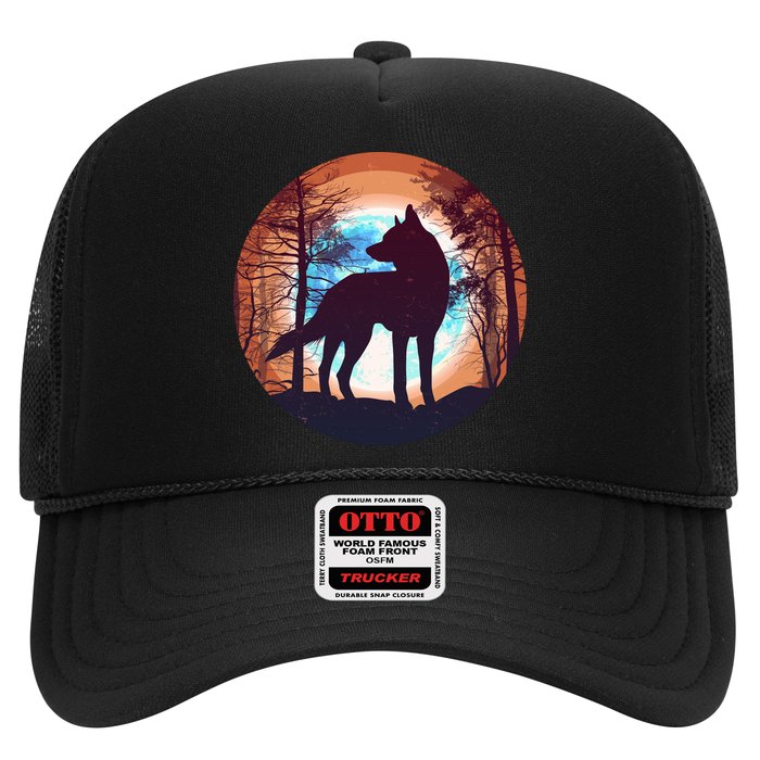 Vintage Wolf Moon Forest Trucker Hat