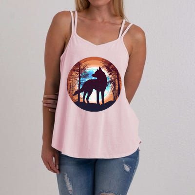 Vintage Wolf Moon Forest Women's Strappy Tank