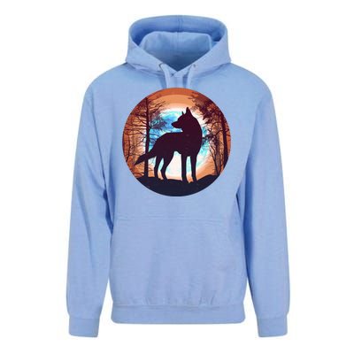 Vintage Wolf Moon Forest Unisex Surf Hoodie