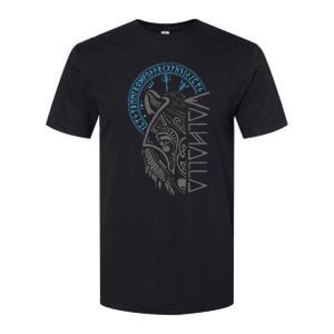 Valhalla Wolf Mask Odin Runes Norse Compass Viking Softstyle CVC T-Shirt