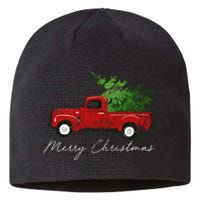 Vintage Wagon Merry Christmas Tree On Truck Sustainable Beanie