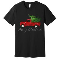 Vintage Wagon Merry Christmas Tree On Truck Premium T-Shirt