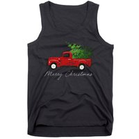 Vintage Wagon Merry Christmas Tree On Truck Tank Top