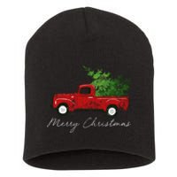 Vintage Wagon Merry Christmas Tree On Truck Short Acrylic Beanie