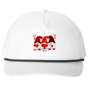 Valentine With My Gnomies Gnomes Red Plaid Valentines Day Gift Snapback Five-Panel Rope Hat