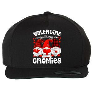 Valentine With My Gnomies Gnomes Red Plaid Valentines Day Gift Wool Snapback Cap