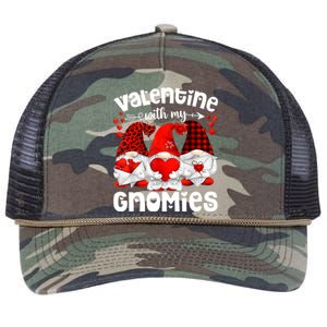 Valentine With My Gnomies Gnomes Red Plaid Valentines Day Gift Retro Rope Trucker Hat Cap