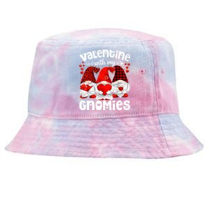 Valentine With My Gnomies Gnomes Red Plaid Valentines Day Gift Tie-Dyed Bucket Hat