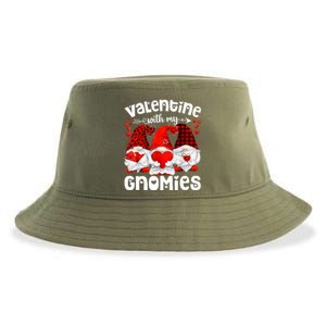 Valentine With My Gnomies Gnomes Red Plaid Valentines Day Gift Sustainable Bucket Hat