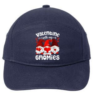 Valentine With My Gnomies Gnomes Red Plaid Valentines Day Gift 7-Panel Snapback Hat