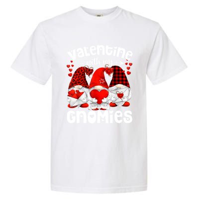 Valentine With My Gnomies Gnomes Red Plaid Valentines Day Gift Garment-Dyed Heavyweight T-Shirt