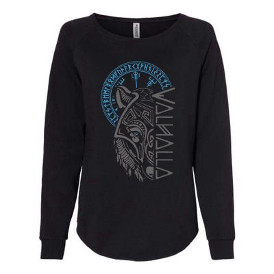 Valhalla Wolf Mask Odin Runes Norse Compass Viking Womens California Wash Sweatshirt