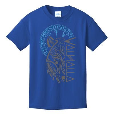 Valhalla Wolf Mask Odin Runes Norse Compass Viking Kids T-Shirt