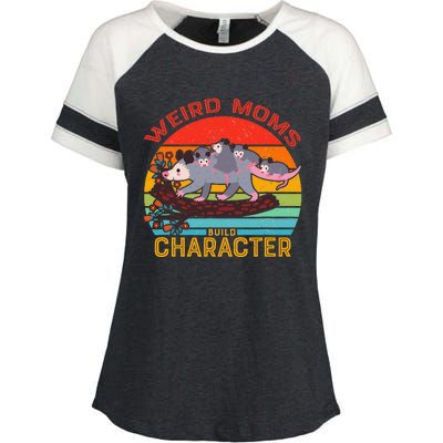 Vintage Weird Moms Build Character Opossum Mom Mothers Day Enza Ladies Jersey Colorblock Tee