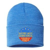 Vintage Were Not Going Back Vote Kamala Harris 2024 Election Sustainable Knit Beanie