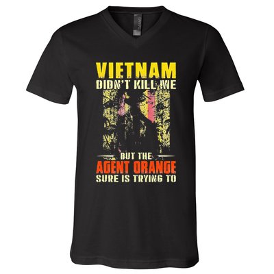 Vietnam War Orange Agent Military Victims Retired Soldiers V-Neck T-Shirt