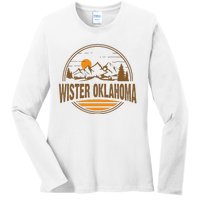 Vintage Wister Oklahoma Mountain Hiking Souvenir Print Ladies Long Sleeve Shirt