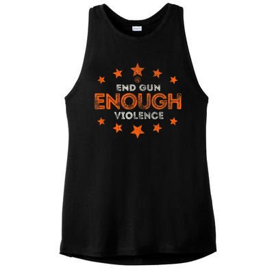 Vintage Wear Orange Anti Gun End Gun Violence Ladies PosiCharge Tri-Blend Wicking Tank